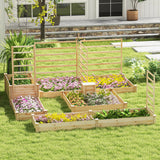 49 x 49 x 10 Inch Raised Garden Bed with Compost Bin and Open-ended Bottom-Natural