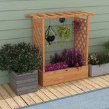 Raised Garden Bed with Trellis or Climbing Plant and Pot Hanging-Natural