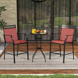 Outdoor Counter Stools Set of 2 Heavy-Duty Barstools with Footrest and Armrests-Red