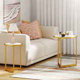 Round Nesting Table Set of 2 with Marble-like Tabletop-White