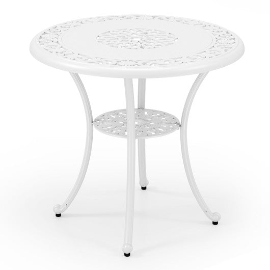 31.5 Inch Round Patio Dining Table for 4 Cast Aluminum with 2-Inch Umbrella Hole