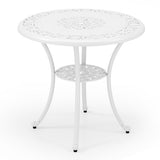 31.5 Inch Round Patio Dining Table for 4 Cast Aluminum with 2-Inch Umbrella Hole