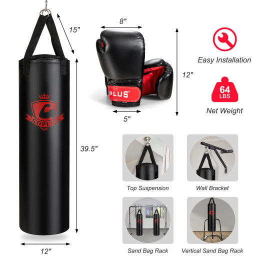 Filled Punching Bag Set with Boxing Gloves- 63 lbs