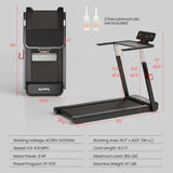 3HP Folding Treadmill with Adjustable Height and APP Control-Black