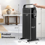 1500W Electric Space Heater Oil Filled Radiator Heater with Foldable Rack-Black