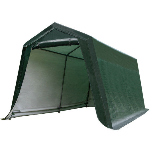 Outdoor Carport Shed with Sidewalls and Waterproof Ripstop Cover-10 x 10 ft