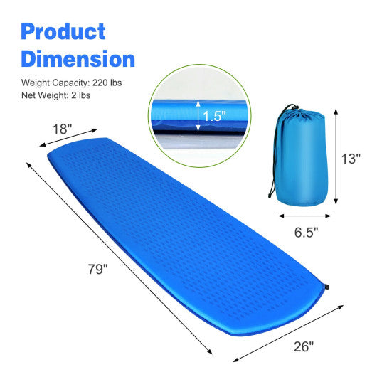 Inflatable Sleeping Pad with Carrying Bag-Blue