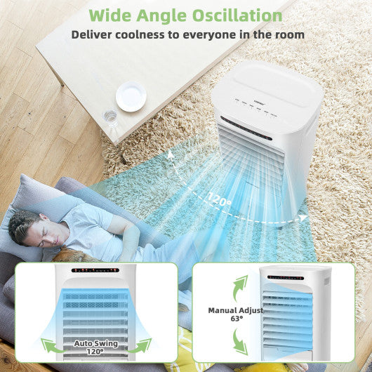 4-in-1 Portable Evaporative Air Cooler with Timer and 3 Modes-White