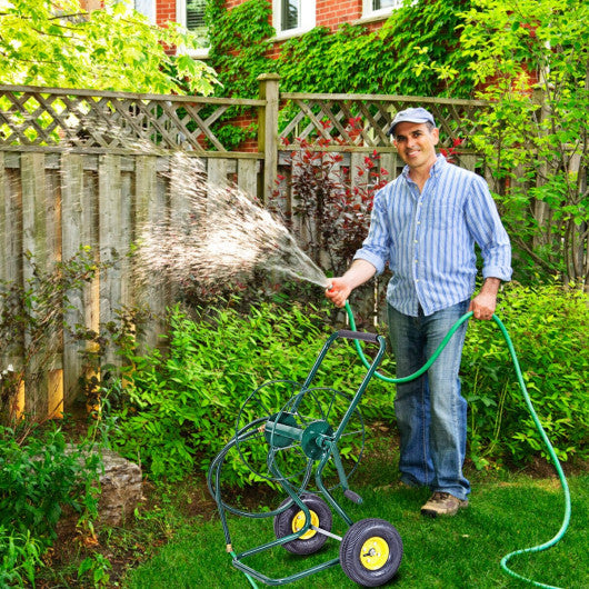 Garden Steel Frame Wheeled Hose Reel Cart