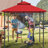 8 x 5 Feet Outdoor Barbecue Grill Gazebo Canopy Tent BBQ Shelter-Wine