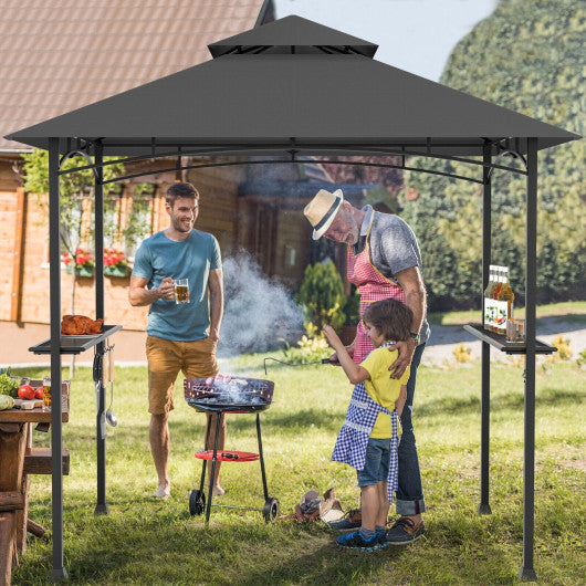 8 x 5 Feet Outdoor Barbecue Grill Gazebo Canopy Tent BBQ Shelter-Dark Gray