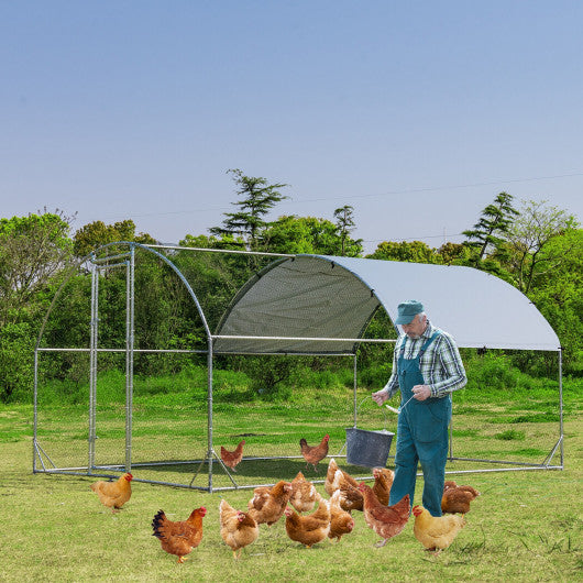 6.2 Feet/12.5 Feet/19 FeetLarge Metal Chicken Coop Outdoor Galvanized Dome Cage with Cover-M