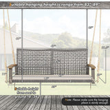 2-Person Patio Wicker Hanging Swing Chair-Off White