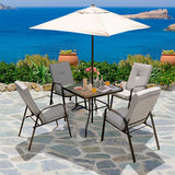 35 Inch Patio Dining Square Tempered Glass Table with Umbrella Hole