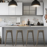 30 Inch Bar Stools Set of 4 with Square Seat and Handling Hole-Gun