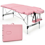 84 Inch L Portable Adjustable Massage Bed with Carry Case for Facial Salon Spa -Pink