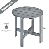 18 Inch Patio Round Side Wooden Slat End Coffee Table for Garden-Gray