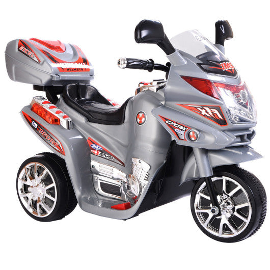 20-day Presell 3 Wheel Kids Ride On Motorcycle 6V Battery Powered Electric Toy Power Bicyle New-Gray