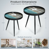 Set of 2 Stylish Nesting End Tables with Wooden Tray Top and Steel Legs-Black