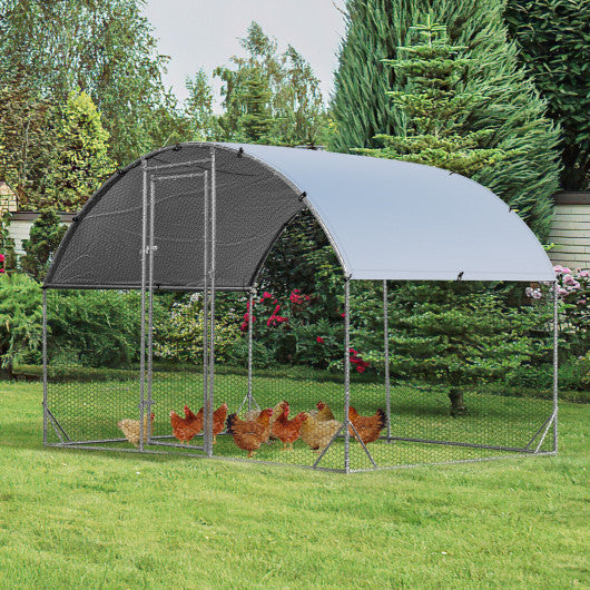 6.2 Feet/12.5 Feet/19 Feet Large Metal Chicken Coop Outdoor Galvanized Dome Cage with Cover-S