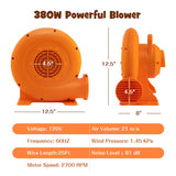 380W Air Blower (0.5HP) for Inflatables with 25 feet Wire and GFCI Plug