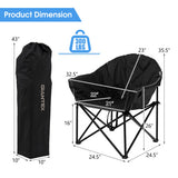 Folding Camping Moon Padded Chair with Carrying Bag-Black