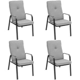 4 Patio Dining Stackable Chairs Set with High-Back Cushions