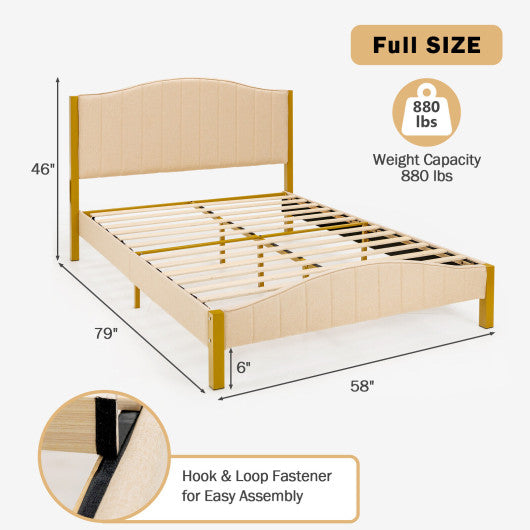 Full/Queen Size Upholstered Bed Frame with Quilted Headboard-Full Size