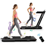 2.25HP 2 in 1 Folding Treadmill with APP Speaker Remote Control-Black