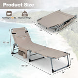 5-position Outdoor Folding Chaise Lounge Chair-Beige