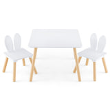 3 Pieces Kids Table and Chairs Set for Arts Crafts Snack Time-White