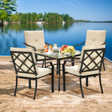 4 Pieces Outdoor Dining Set with Removable Cushions and Rustproof Steel Frame