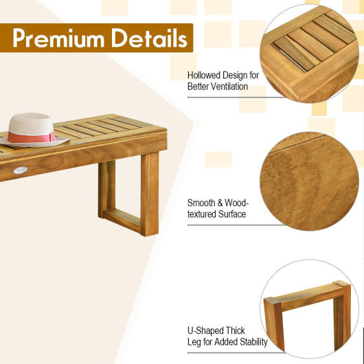 52 Inch Acacia Wood Dining Bench with Slatted Seat