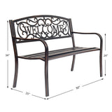 Outdoor Furniture Steel Frame Porch Garden Bench-bronze