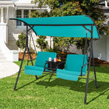 Porch Swing Chair with Adjustable Canopy-Turquoise