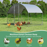 6.2 Feet/12.5 Feet/19 Feet Large Metal Chicken Coop Outdoor Galvanized Dome Cage with Cover-S