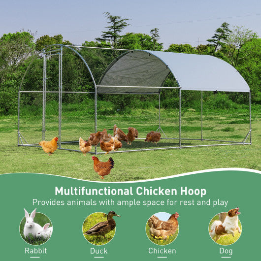 6.2 Feet/12.5 Feet/19 FeetLarge Metal Chicken Coop Outdoor Galvanized Dome Cage with Cover-M