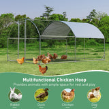 6.2 Feet/12.5 Feet/19 FeetLarge Metal Chicken Coop Outdoor Galvanized Dome Cage with Cover-M