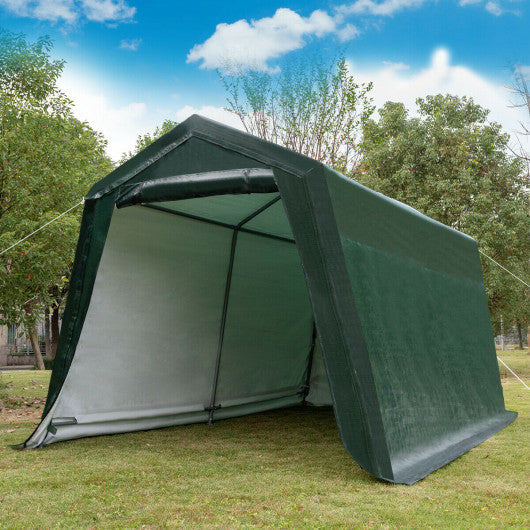 Outdoor Carport Shed with Sidewalls and Waterproof Ripstop Cover-10 x 10 ft