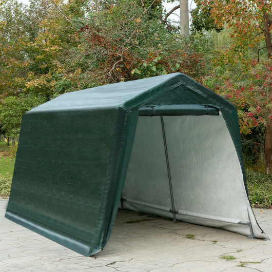 Outdoor Carport Shed with Sidewalls and Waterproof Ripstop Cover-8 x 14 ft