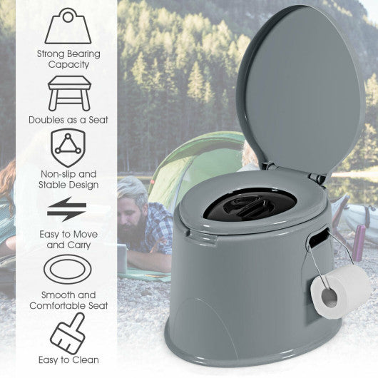 5L Portable Travel Toilet with Paper Holder for Outdoor