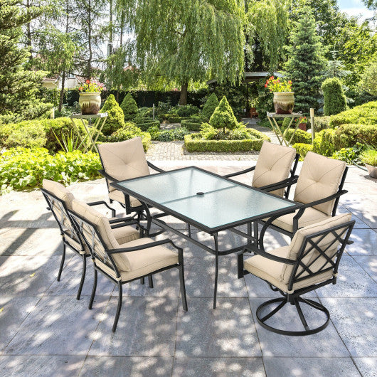 4 Pieces Outdoor Dining Set with Removable Cushions and Rustproof Steel Frame