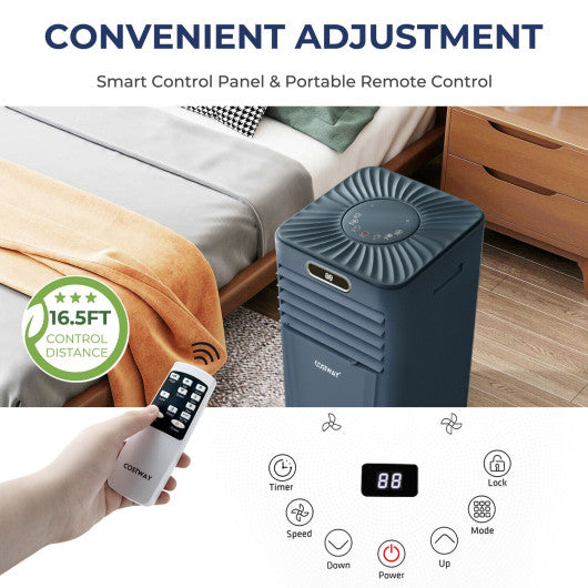 8000BTU 3-in-1 Portable Air Conditioner with Remote Control-Dark Blue