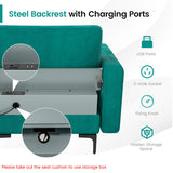 Modular L-shaped 4-Seat Sectional Sofa with Reversible Chaise and 2 USB Socket-Teal