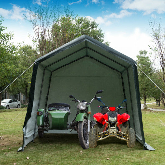 Outdoor Carport Shed with Sidewalls and Waterproof Ripstop Cover-10 x 10 ft