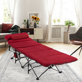 Folding Retractable Travel Camping Cot with Mattress and Carry Bag-Red