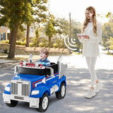 12V Licensed Freightliner Kids Ride On Truck Car with Dump Box and Lights -Blue