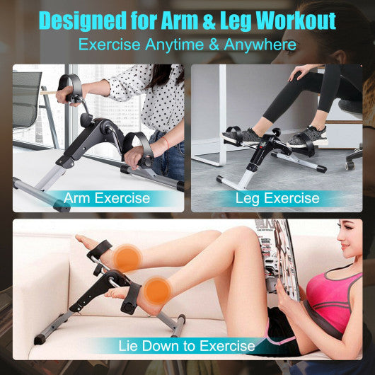 Folding Under Desk Indoor Pedal Exercise Bike for Arms Legs