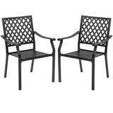 3 Pieces Patio Dining Set Stackable Chairs Armrest Table with Umbrella Hole