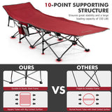 Folding Retractable Travel Camping Cot with Mattress and Carry Bag-Red